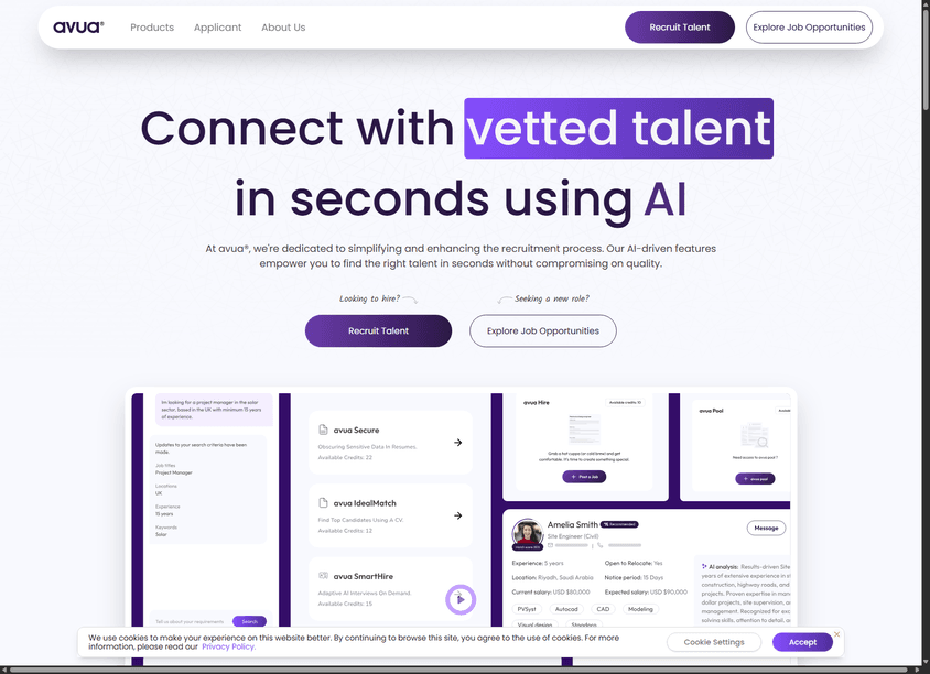 Avua AI Hiring Platform screenshot
