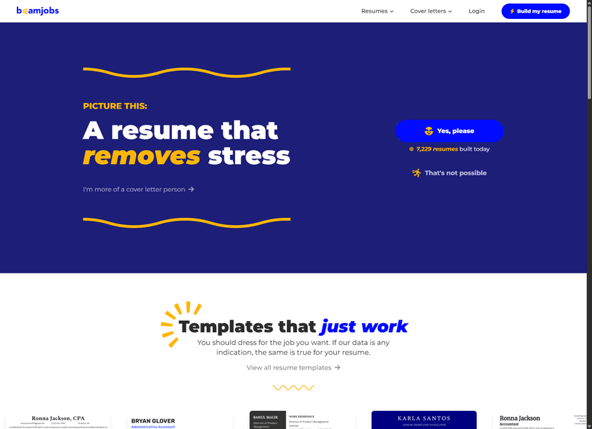 BeamJobs AI Resume Builder screenshot