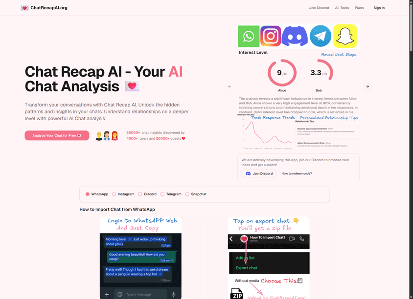Chat Recap AI screenshot