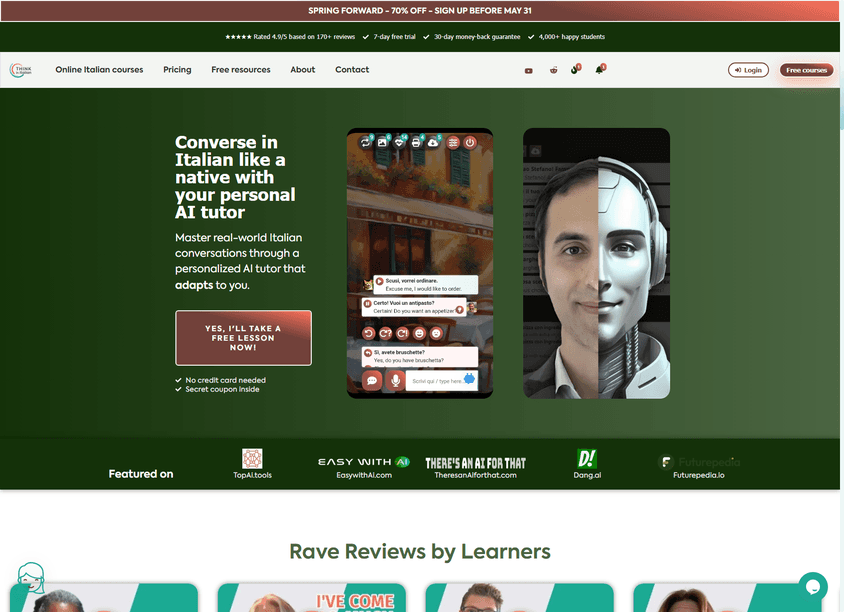 Think In Italian AI Language Tutor screenshot